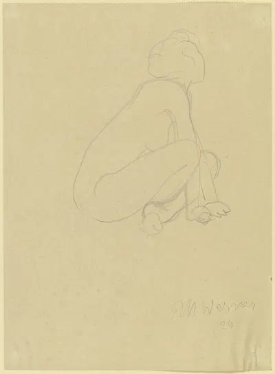 Weiblicher Akt, am Boden sitzend by Richard Martin Werner, 1929 — digital art print download