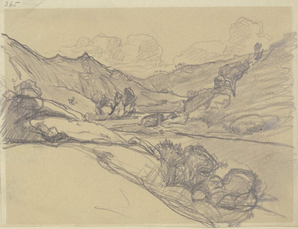 Blick in ein von Bergen eingeengtes Tal by Рудольф Гудден — digital art print download