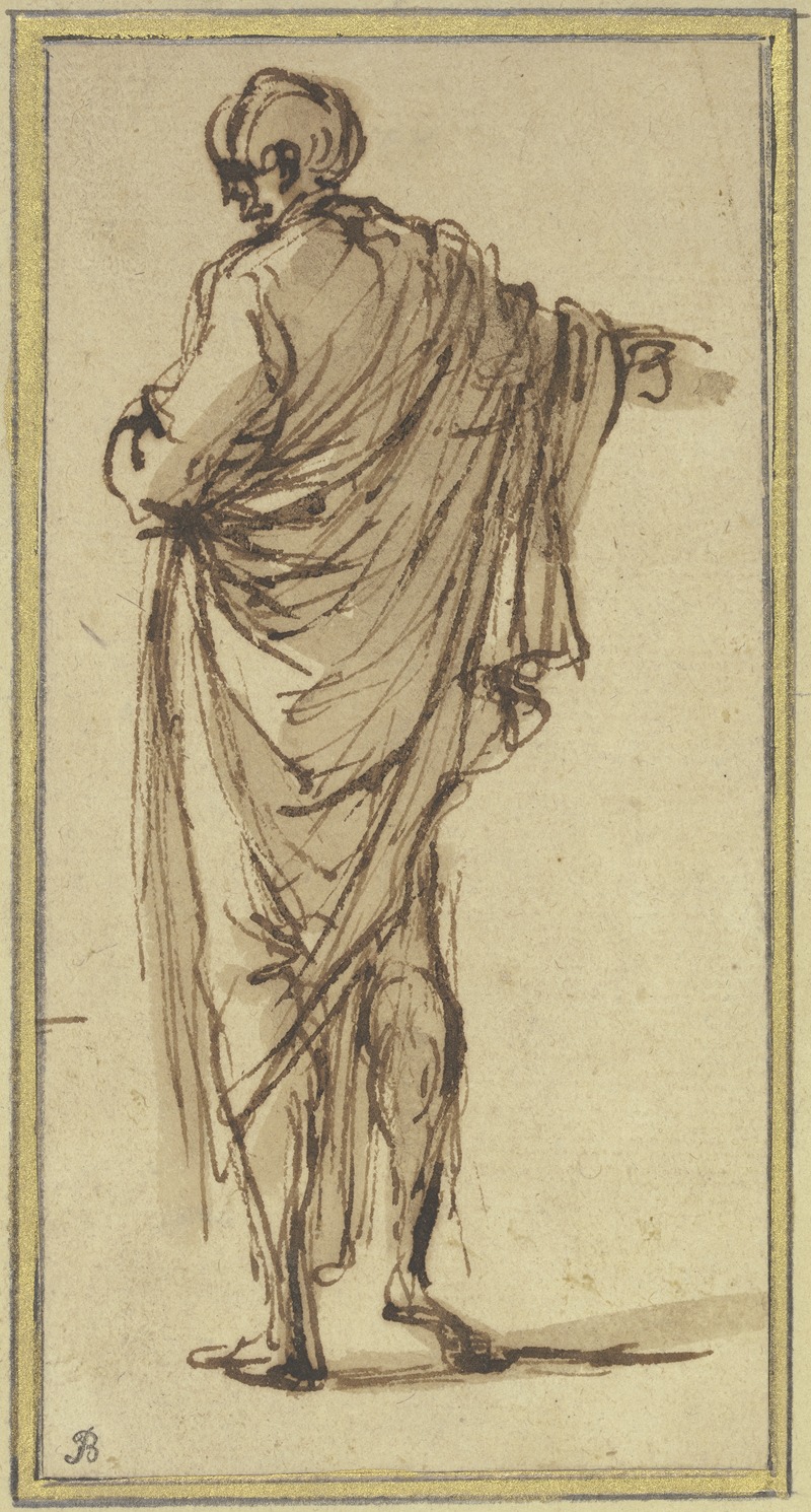 A man seen from the rear points to the right — Salvator Rosa