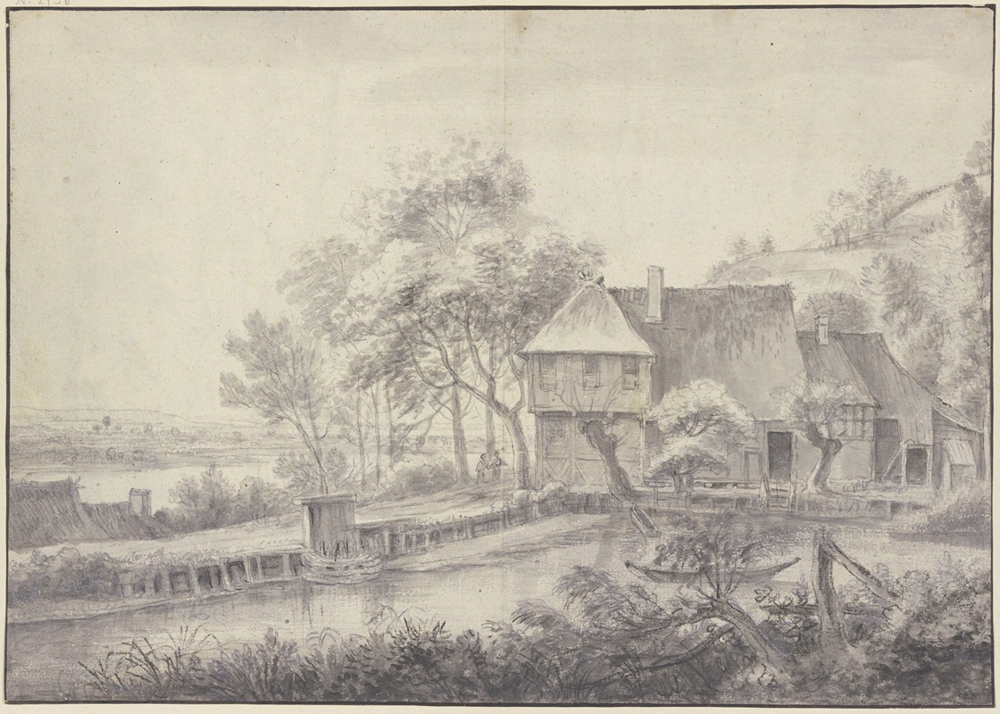 Farm at a channel by Симон де Влигер — digital art print download