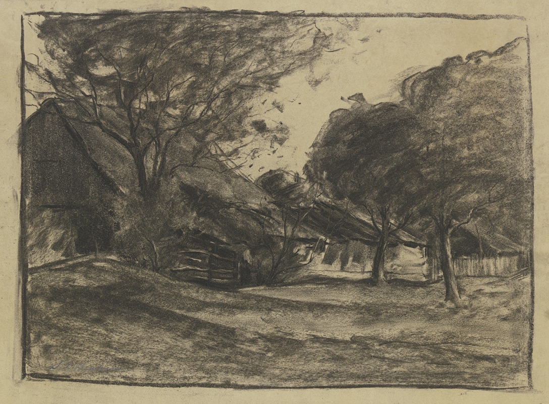 Farmhouses under trees by Сион Лонгли Уэнбан — digital art print download