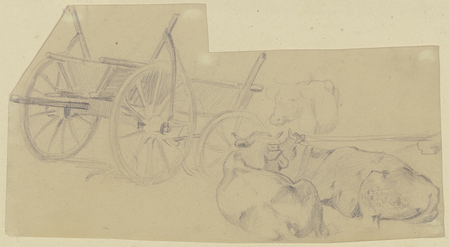 Studienblatt; Wagen mit drei Kühen by Теутварт Шмитсон — digital art print download