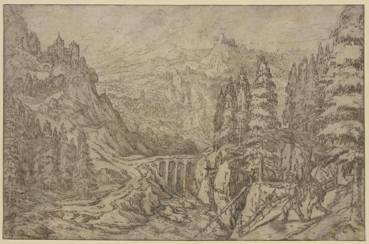 Gebirgslandschaft mit hoher Steinbrücke — Тобиас Верхаект