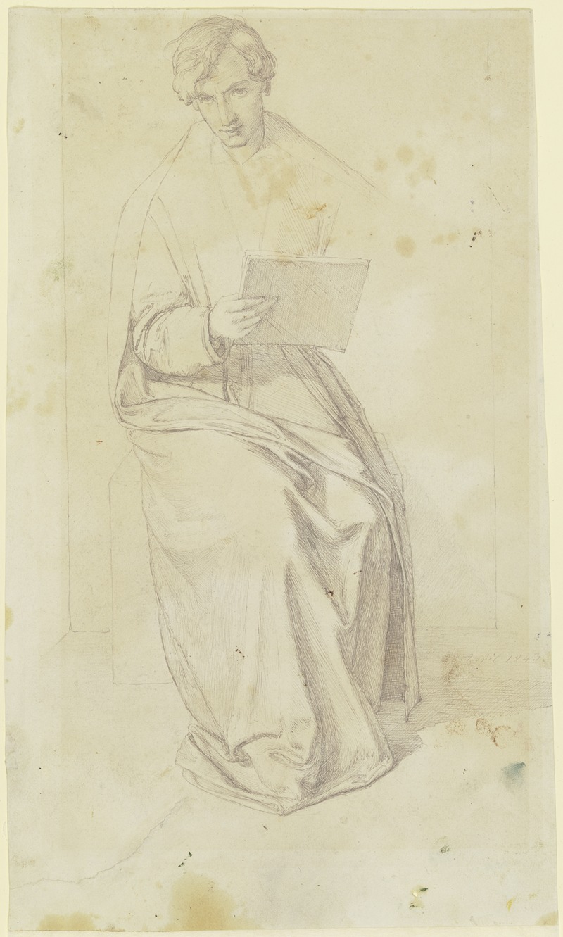 Selbstbildnis als Ganzfigur mit Zeichenbrett — Victor Emil Janssen