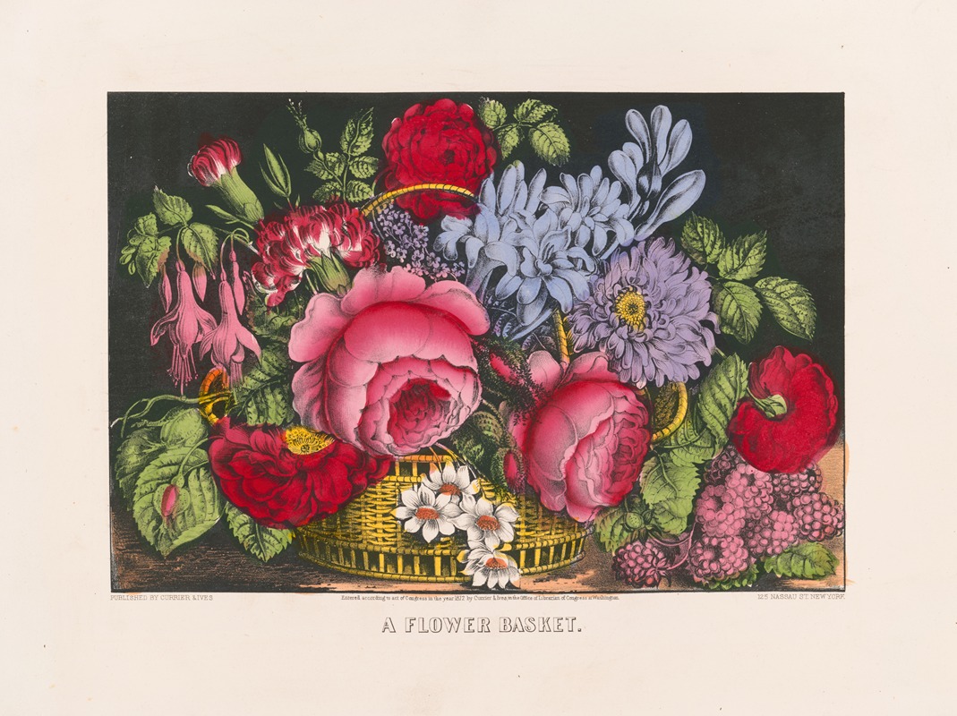 Flower basket by Керриер и Айвс, 1872 — digital art print download