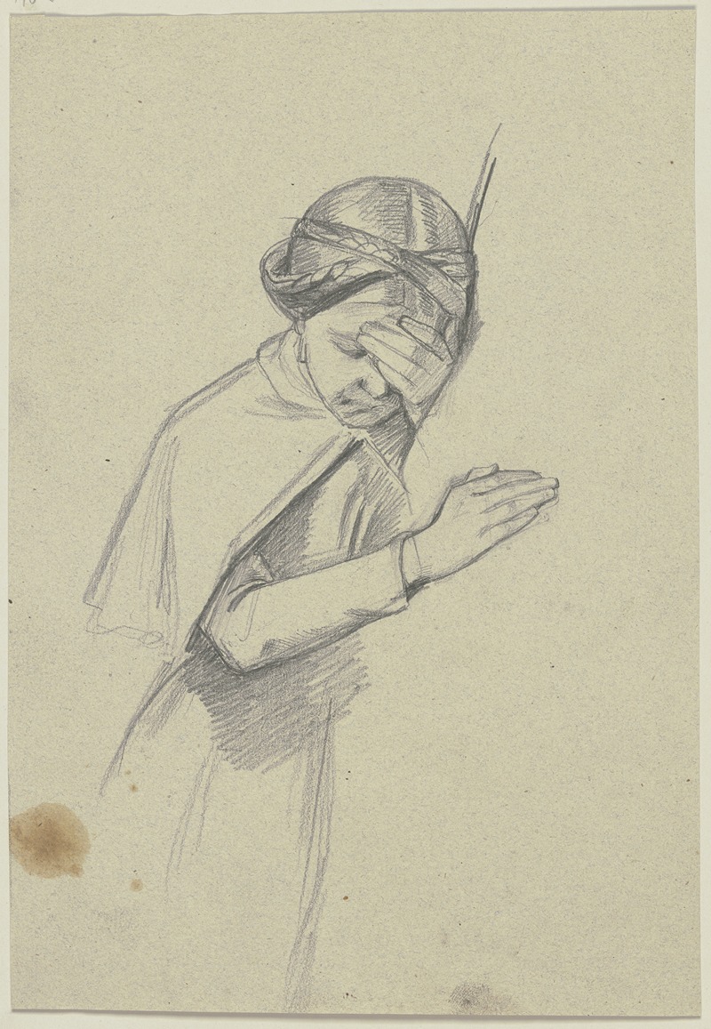 Angelehntes Mädchen, die Hand vor dem Gesicht — Jakob Becker