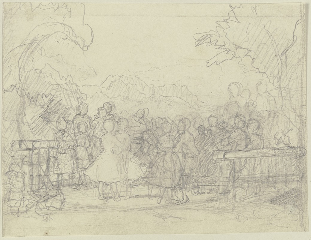 Dancing peasants in the open by Якоб Беккер — digital art print download