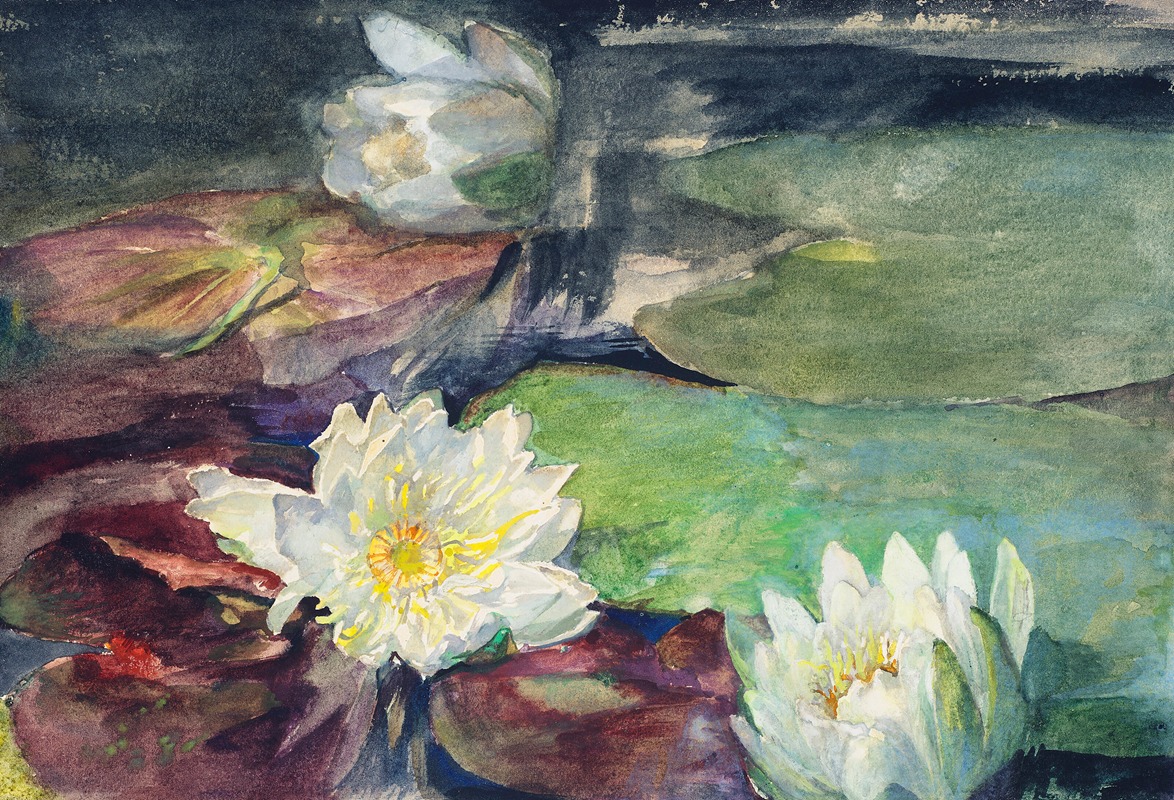Water Lilies with Green Pads — Джон Ла Фардж