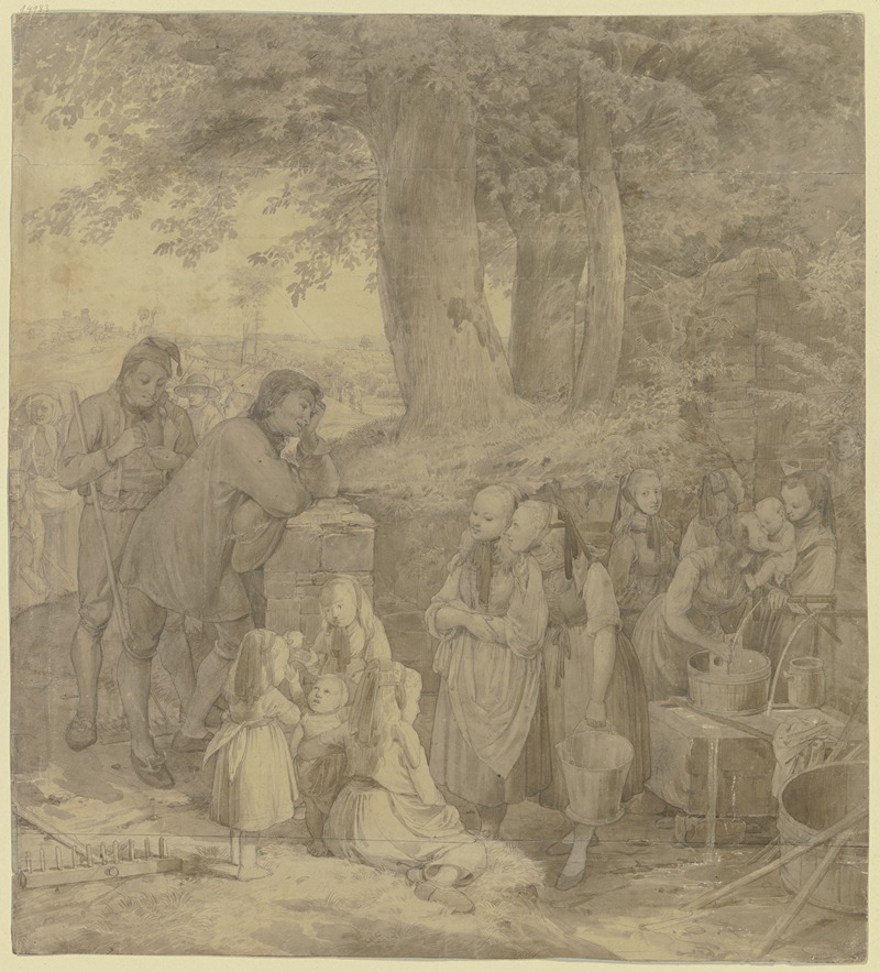 Farmers at the well by Якоб Беккер — digital art print download