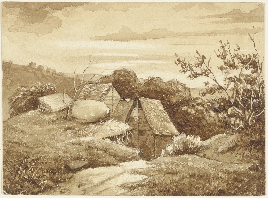 Farmstead in a landscape by Якоб Беккер — digital art print download
