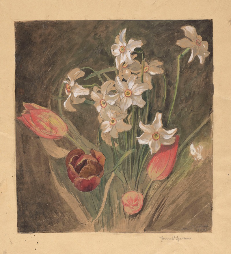 Daffodils and Tulips by Ханс Тома, 1879 — digital art print download
