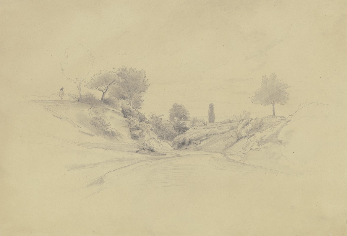 Hohlweg, auf eine Ortschaft zuführend by Якоб Беккер — digital art print download