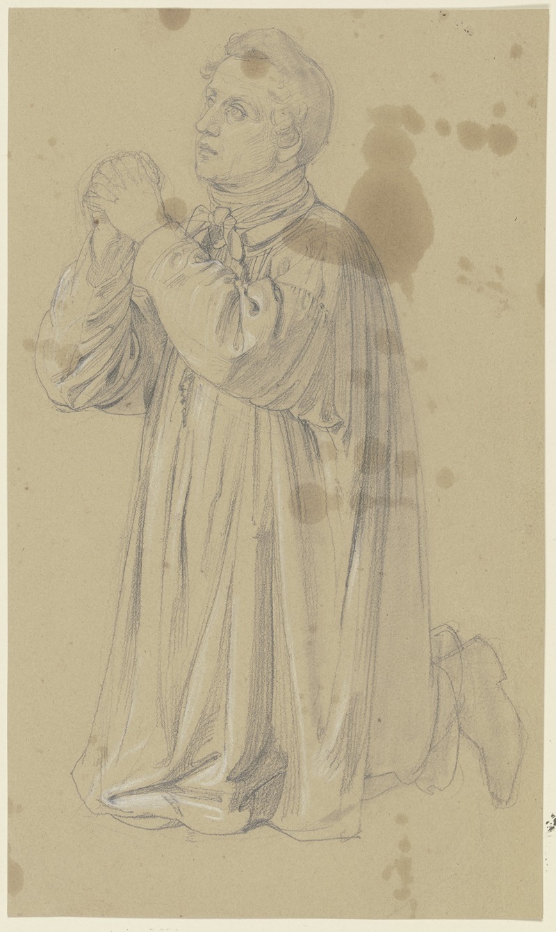 Kneeling, praying farmer by Якоб Беккер — digital art print download