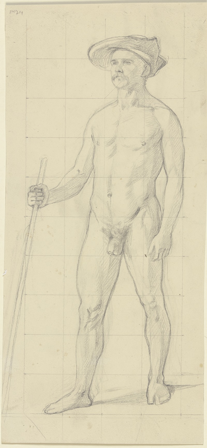 Male nude with hat by Якоб Беккер — digital art print download