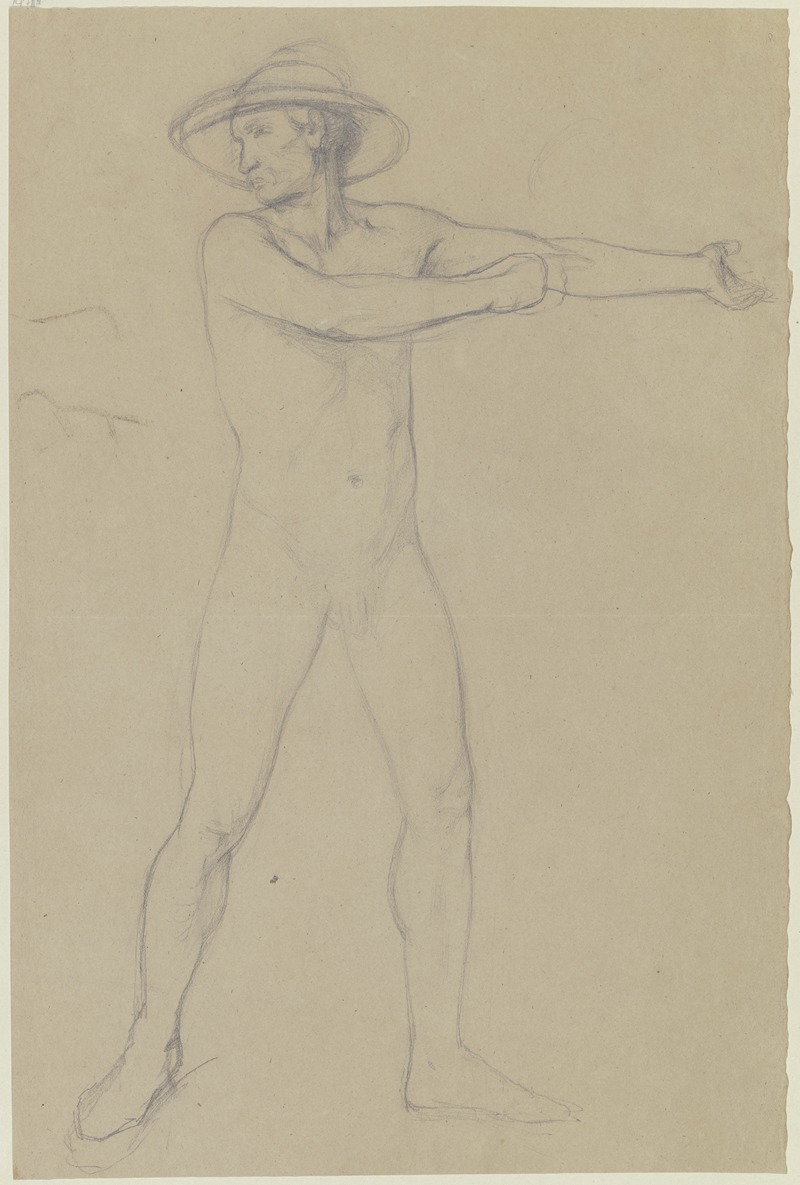 Male nude with hat by Якоб Беккер — digital art print download