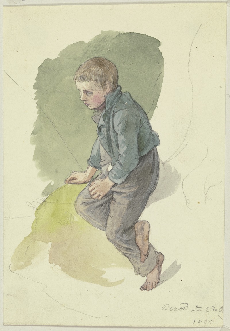 Sitzender Bauernjunge aus Berod im Westerwald by Якоб Беккер, 1835 — digital art print download