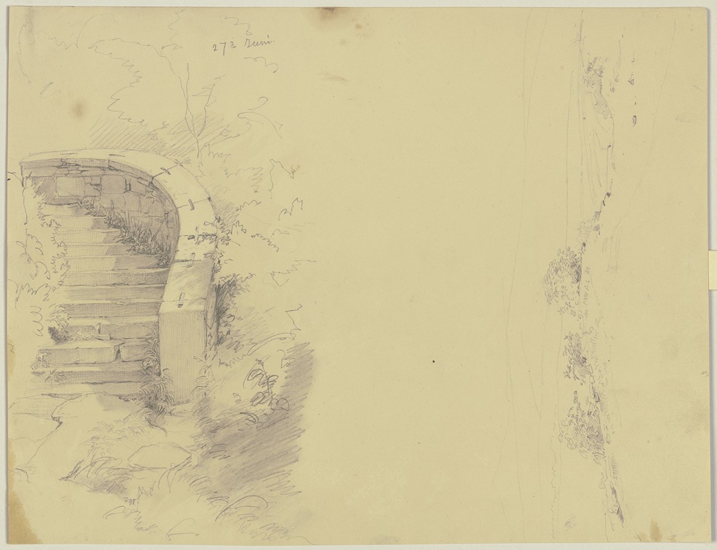 Studienblatt; Parktreppe, Landschaft by Якоб Беккер, 1837 — digital art print download