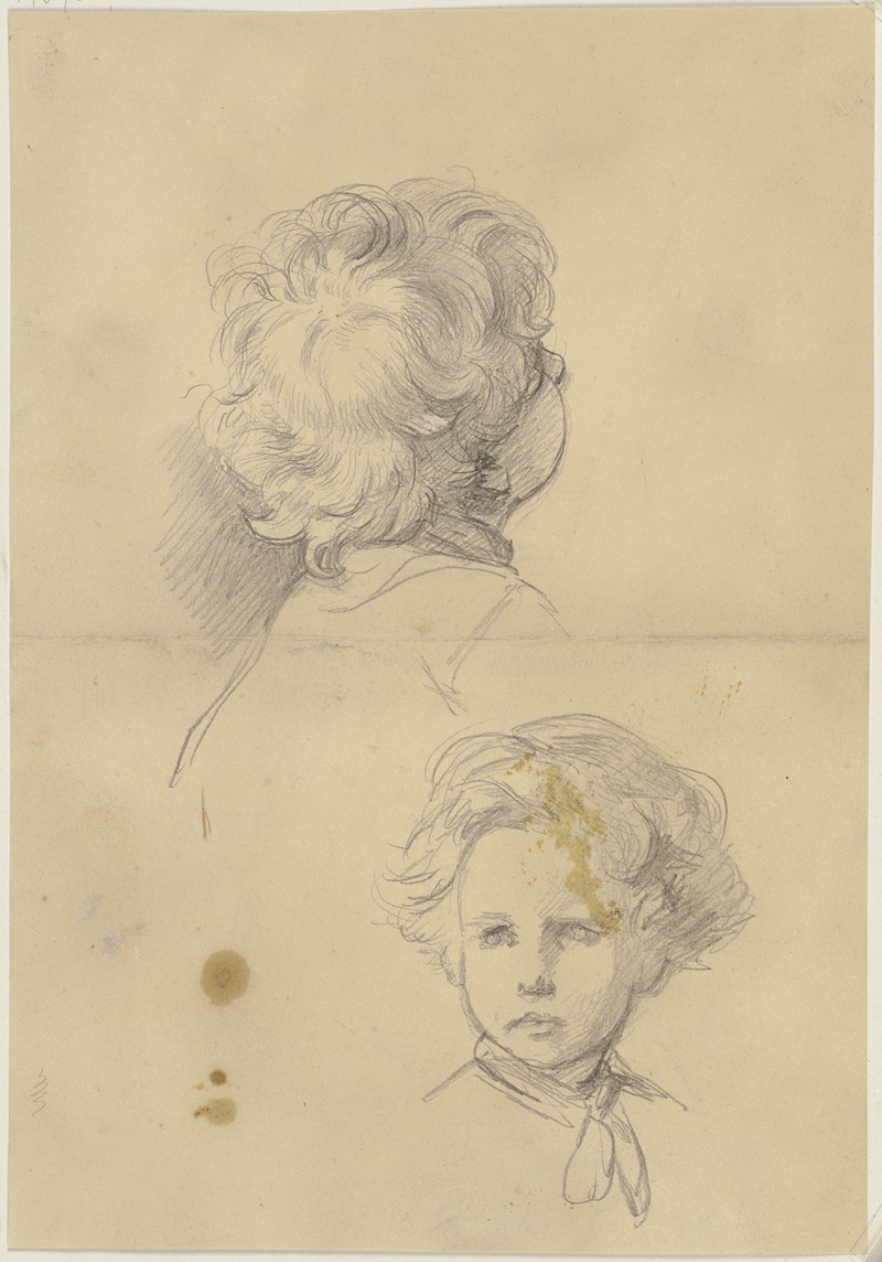 Study sheet; Boy's head by Якоб Беккер — digital art print download