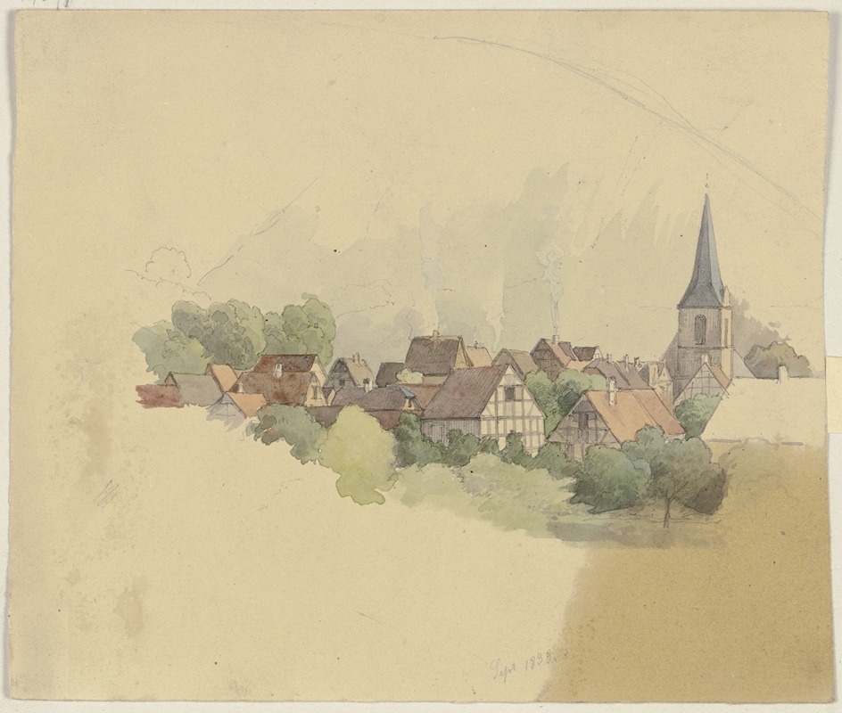 Village with church — Якоб Беккер