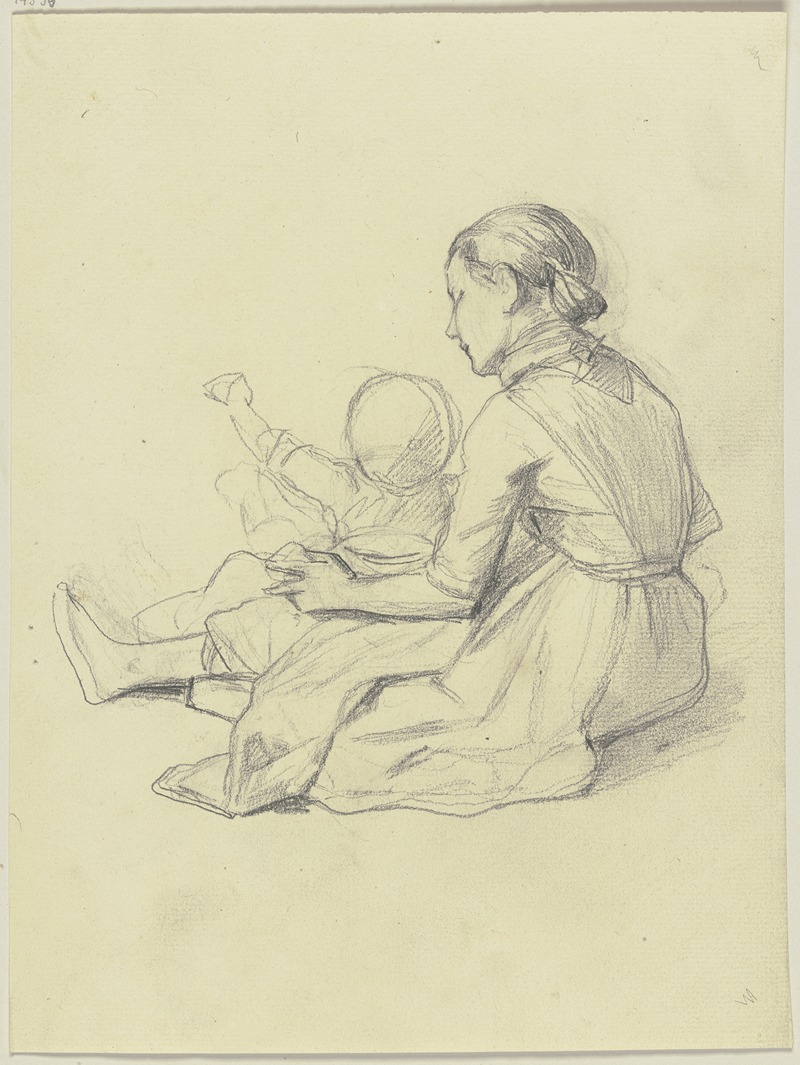 Young girl with child — Якоб Беккер