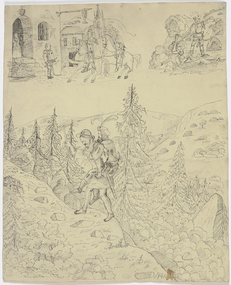 Knight scene by Виктор Мюллер, 1841 — digital art print download