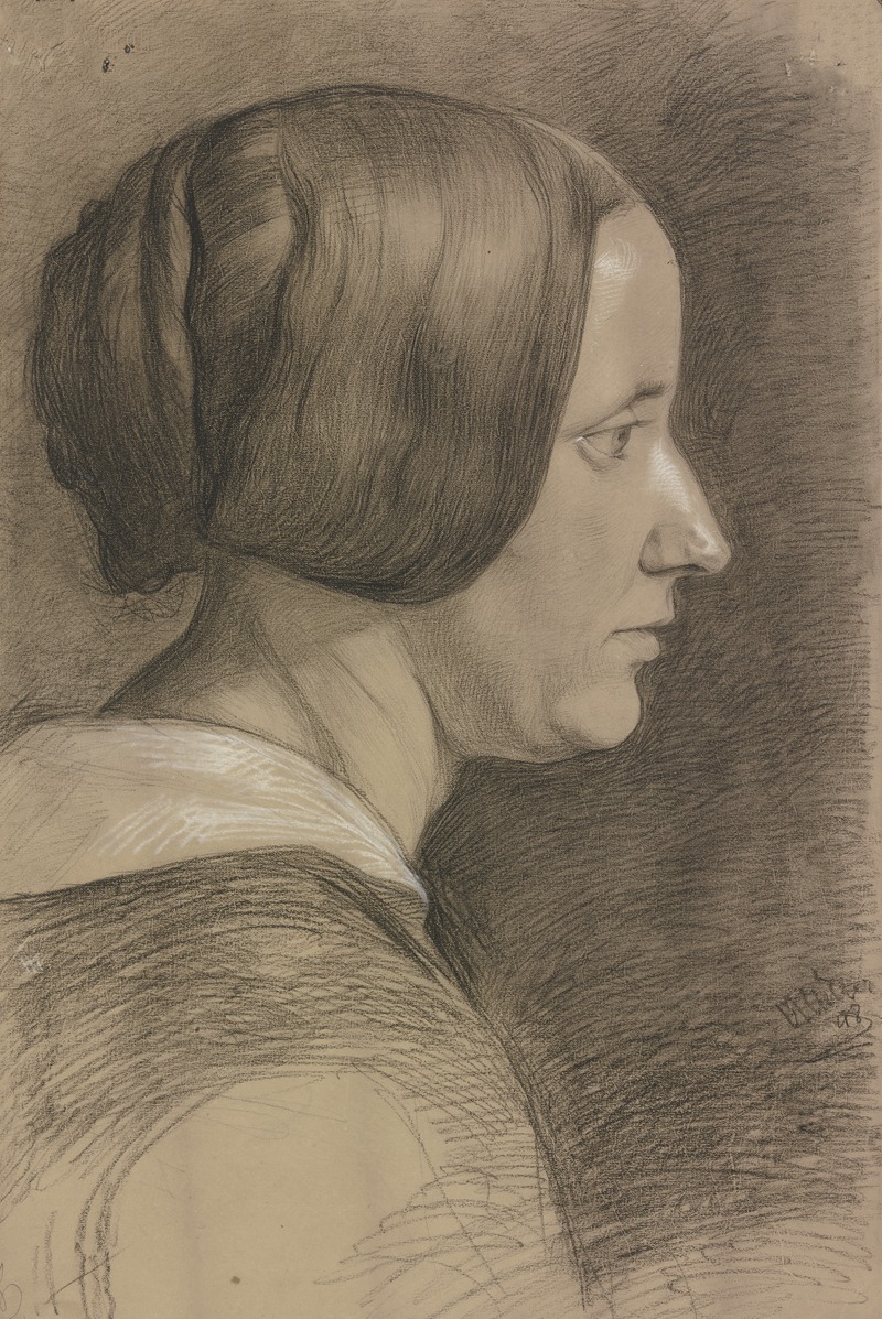 Kopf einer Frau mit Dutt nach rechts — Victor Müller