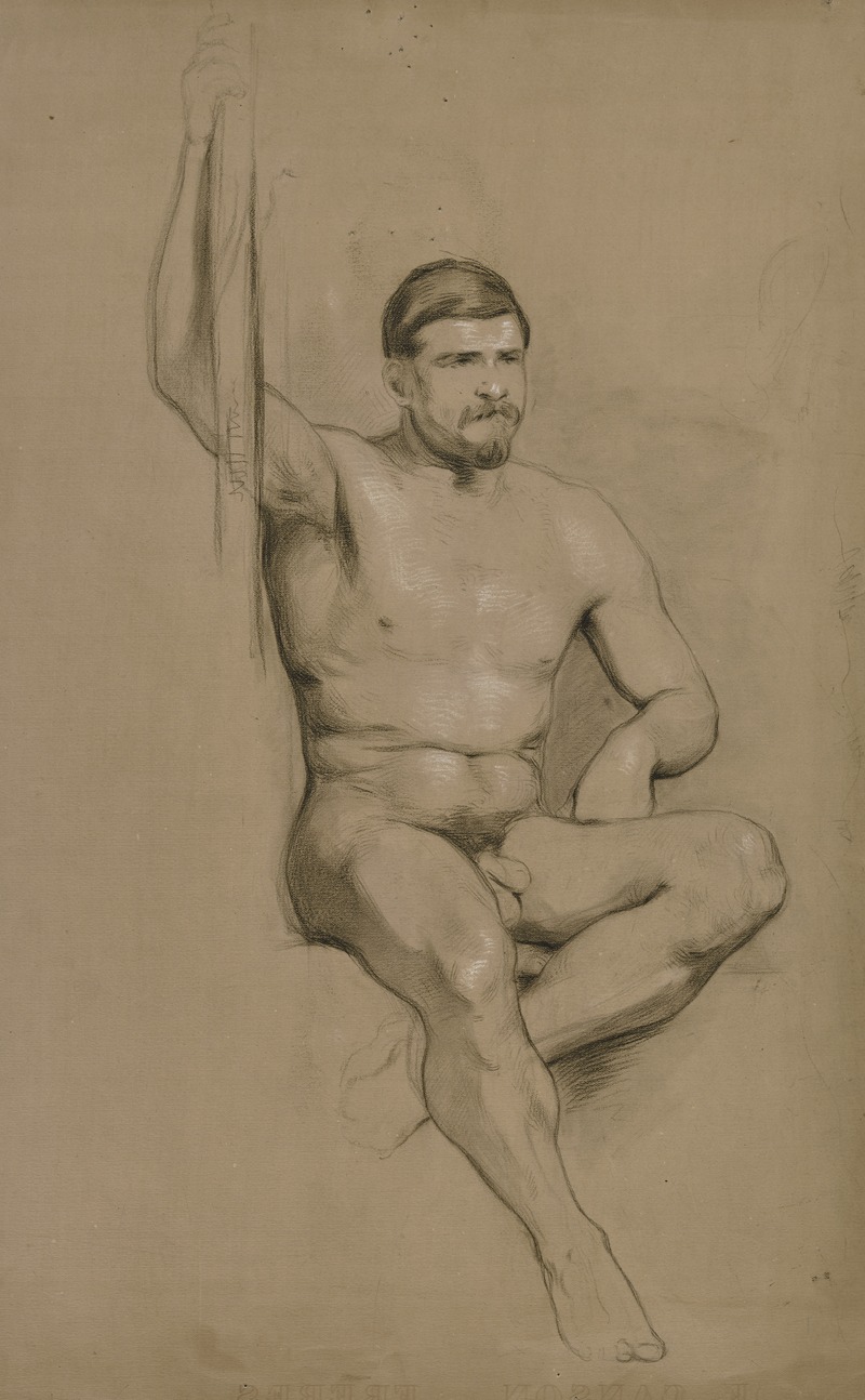 Sitting male nude by Виктор Мюллер — digital art print download