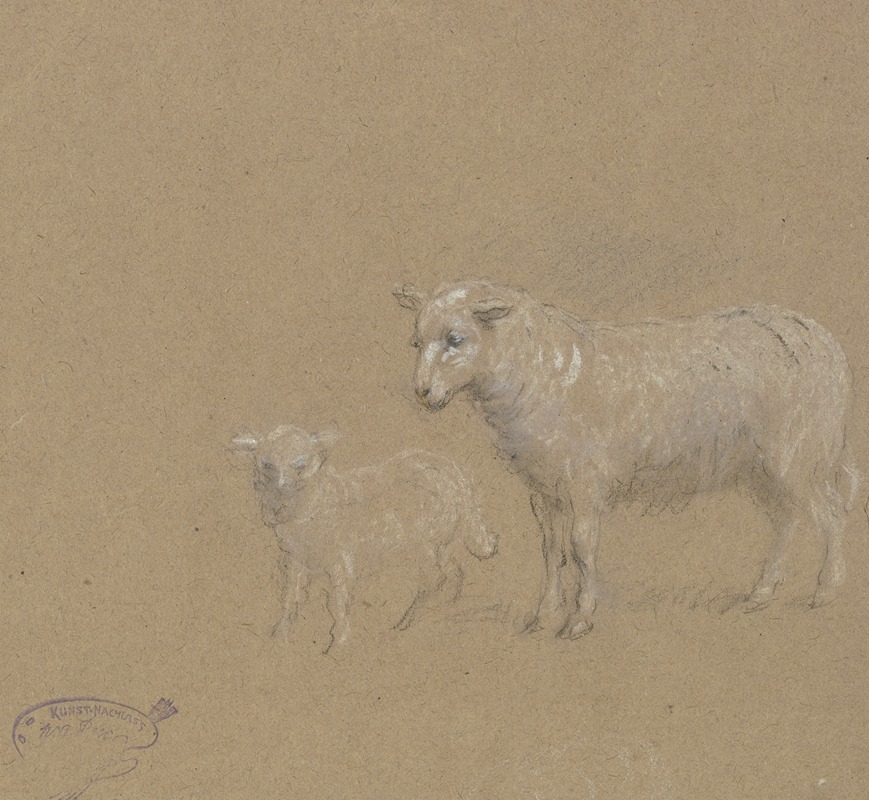 Sheep and lamb by Вильгельм Амандус Бир — digital art print download