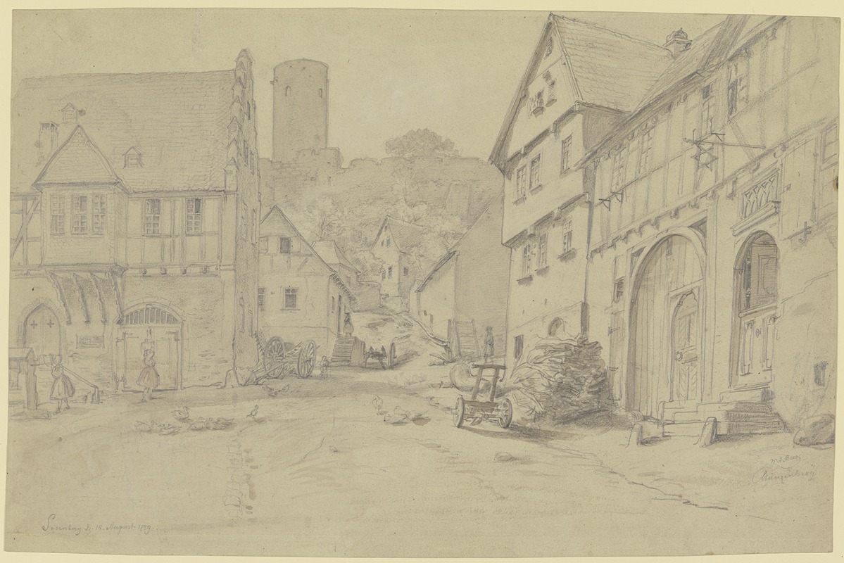 Street in Münzenberg by Вильгельм Амандус Бир, 1859 — digital art print download