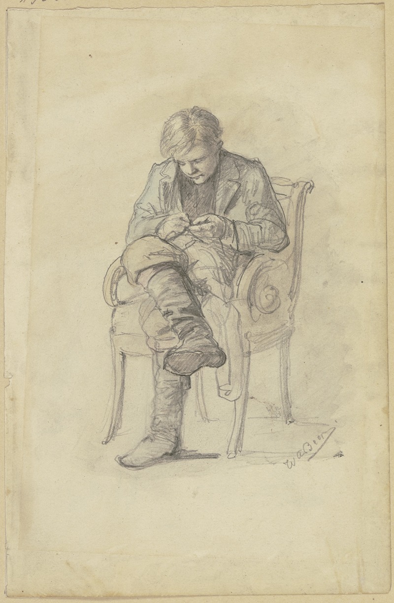 Young man on a chair by Вильгельм Амандус Бир — digital art print download