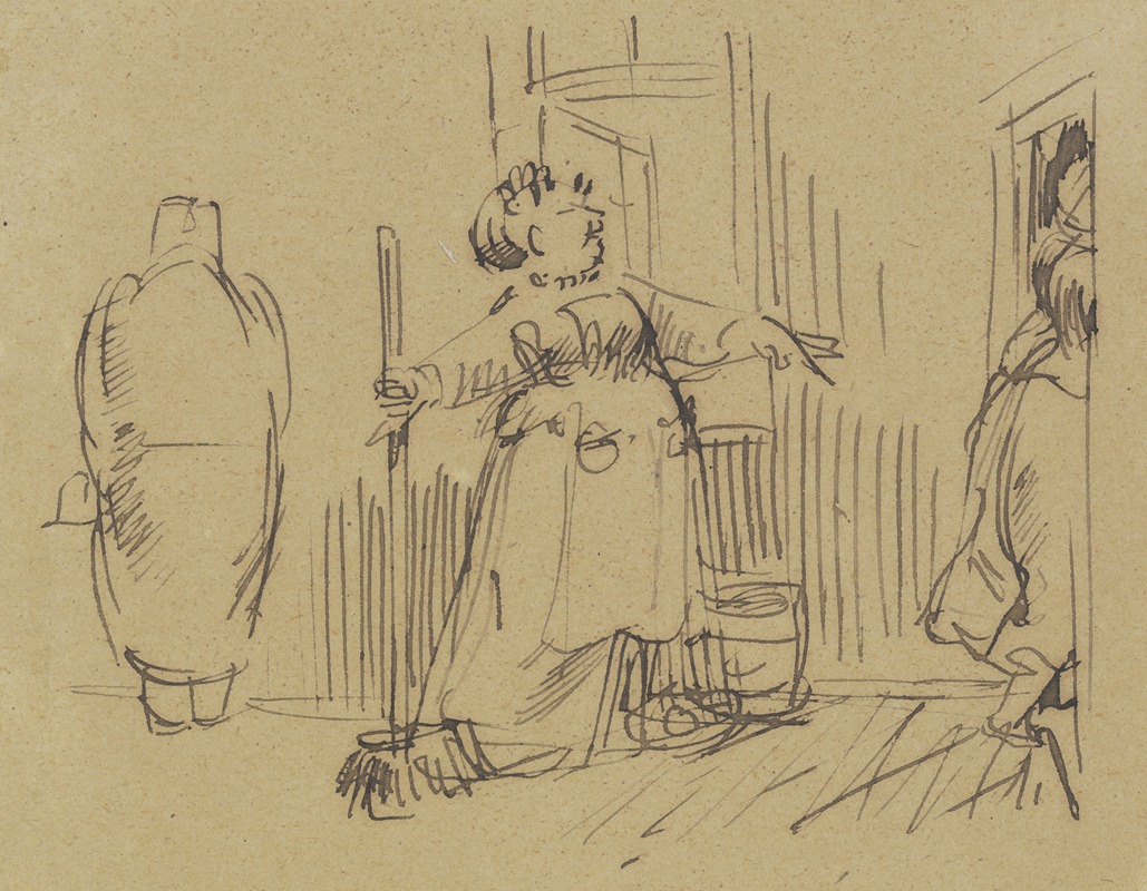 Mrs Knopp cleaning the house by Вильгельм Буш, 1876 — digital art print download