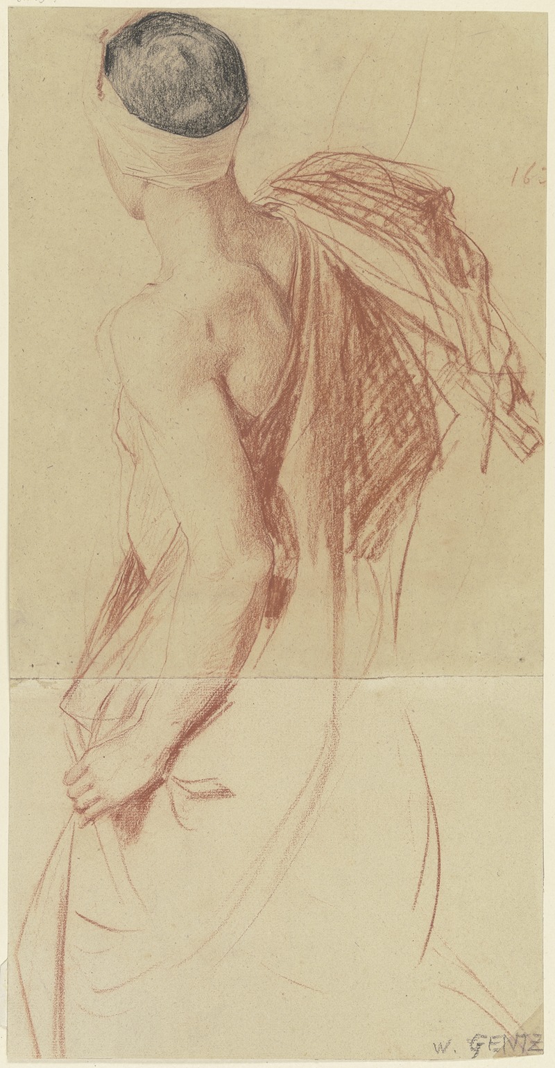 Male back half nude by Вильгельм Гентц, 1886 — digital art print download