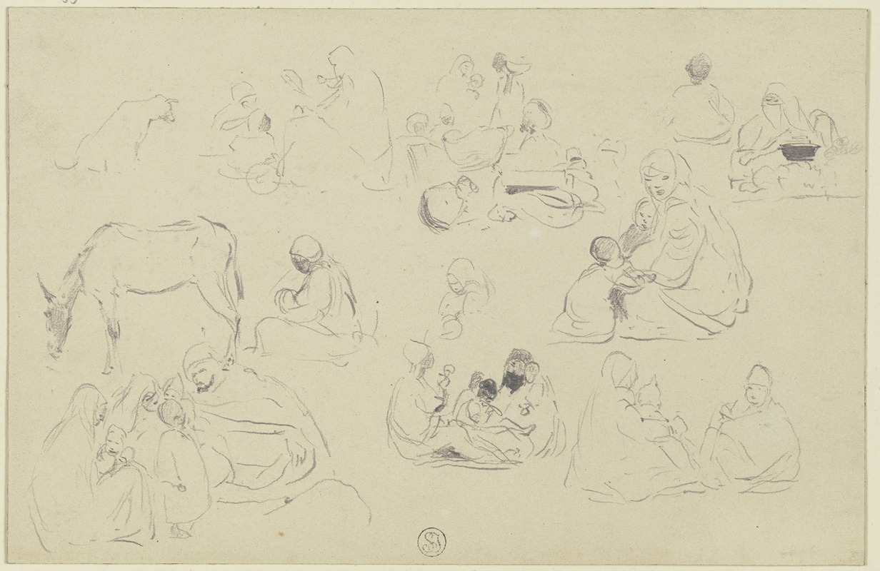 Studienblatt; Szenen aus Ägypten by Вильгельм Гентц, 1850 — digital art print download