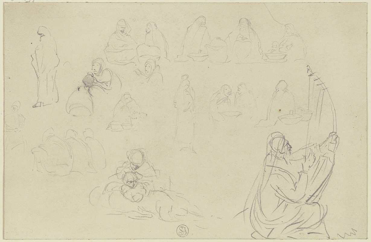 Studienblatt; Szenen in Ägypten by Вильгельм Гентц, 1850 — digital art print download