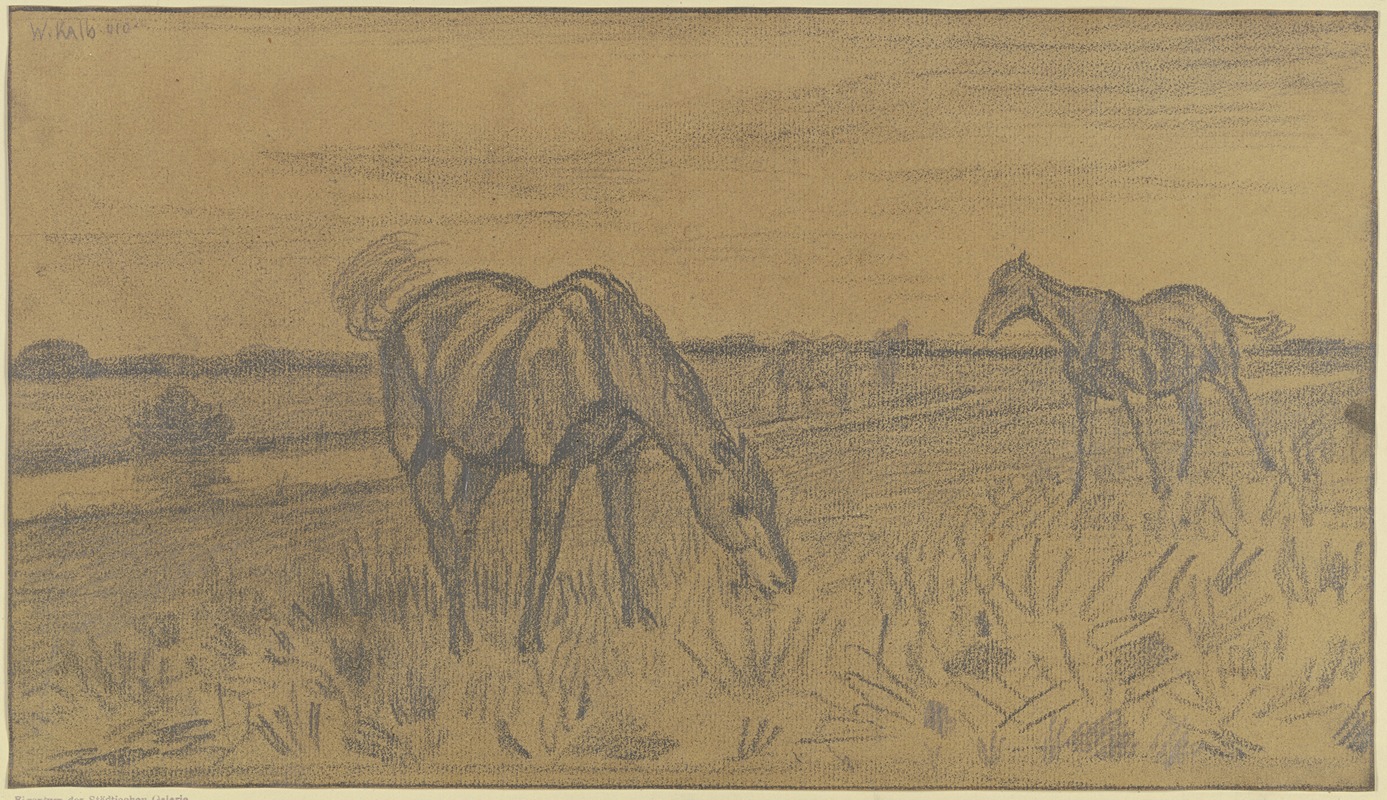 Horses on the field by Wilhelm Kalb — digital art print download
