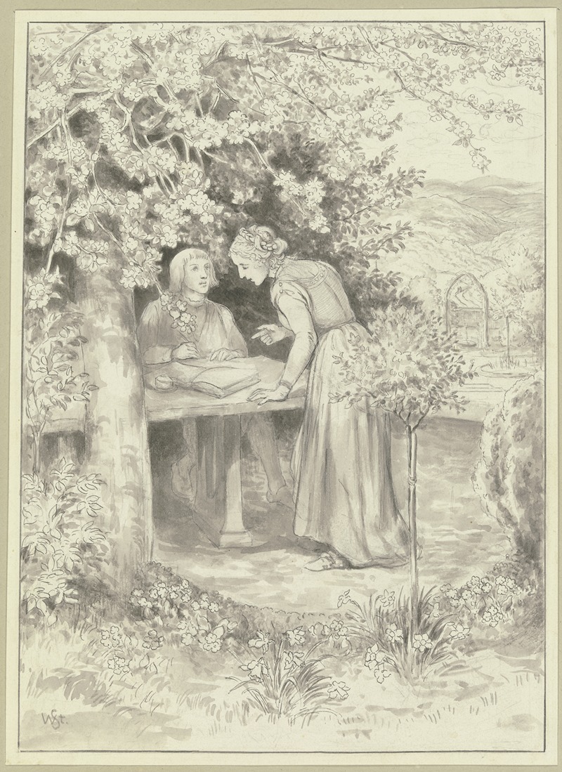 Diether und Irmela im Burggarten — Wilhelm Steinhausen