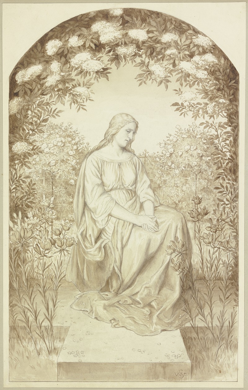Irmela sitting in the garden — Wilhelm Steinhausen