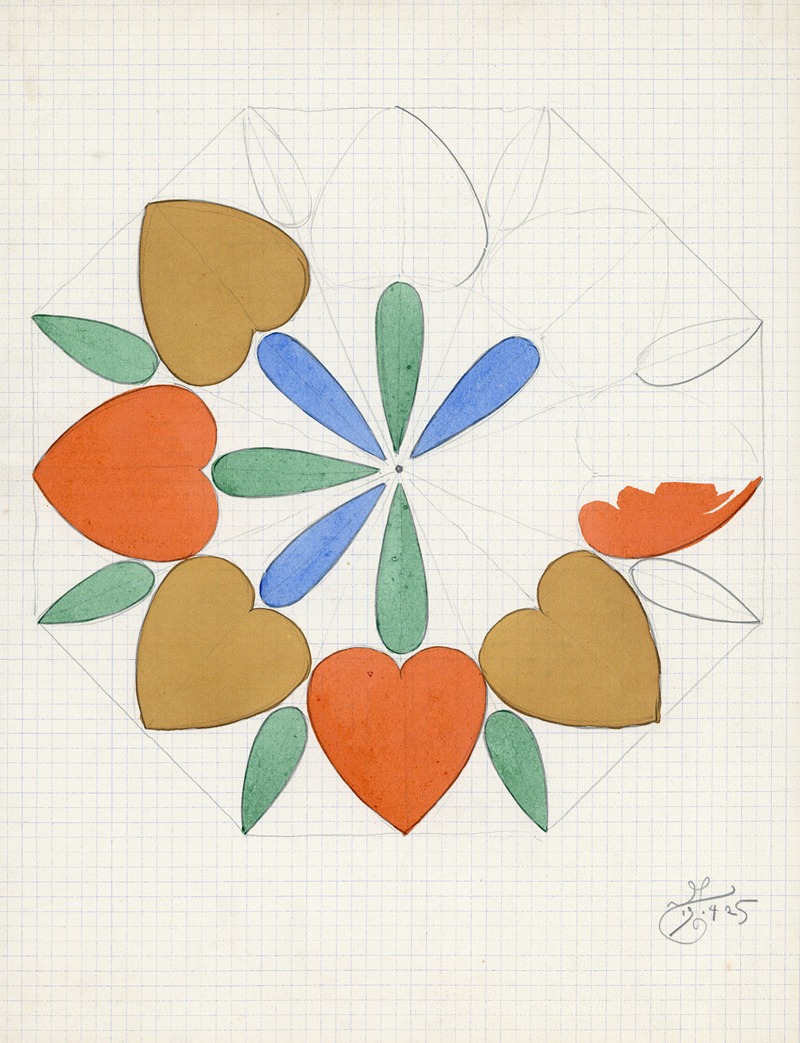 Hartjes in bloemvorm by Альфред Ост, 1925 — digital art print download