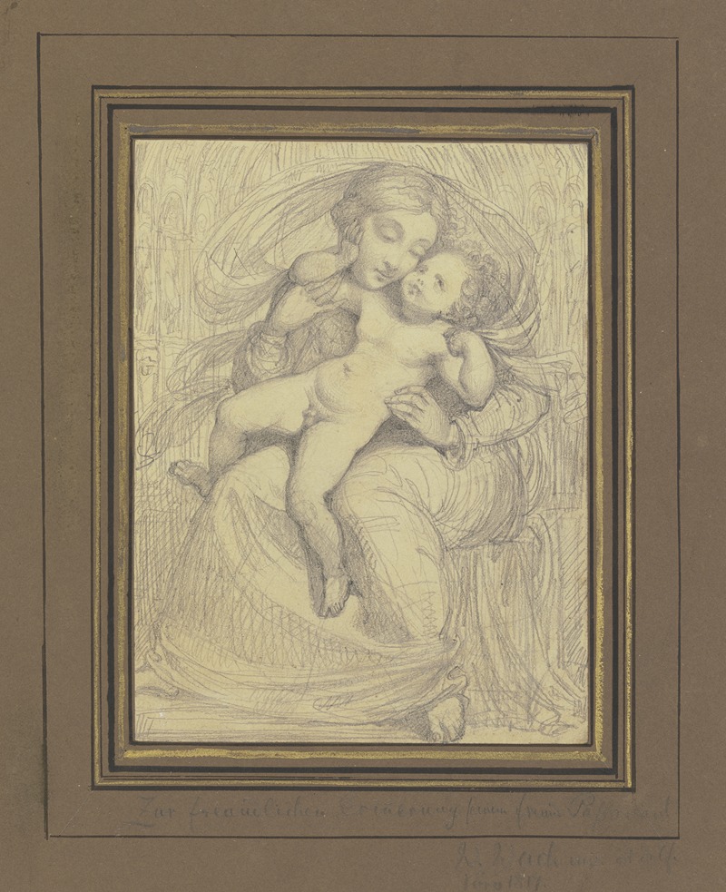 Madonna with the child by Вильгельм Вах, 1817 — digital art print download