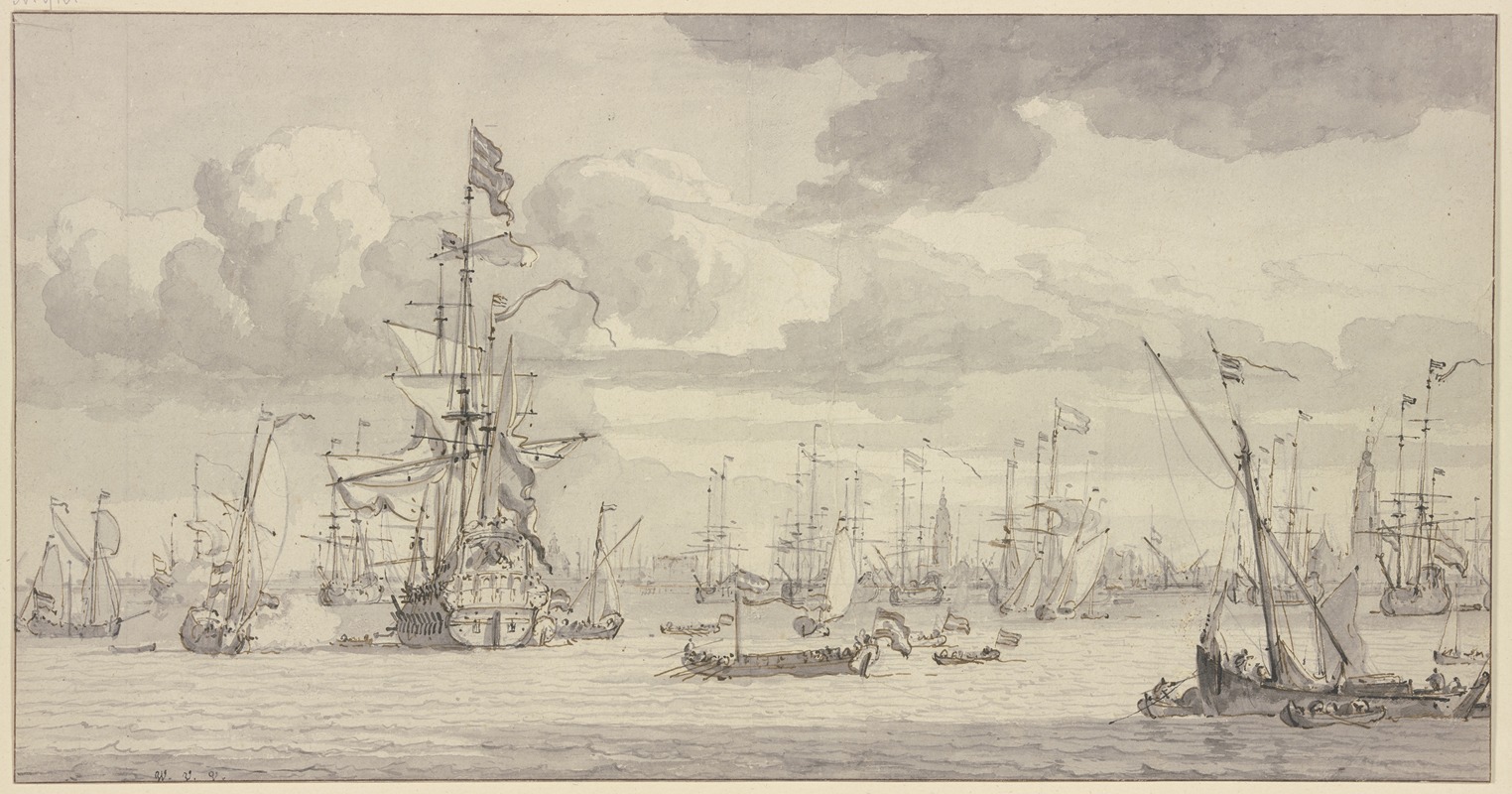 Die Gouden Leeuw vor Amsterdam — Willem van de Velde the Younger