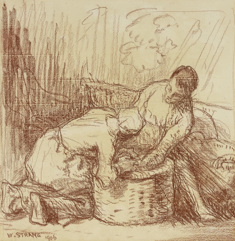 Zwei Arbeitsfrauen an einem Korb by Уильям Странг, 1906 — digital art print download