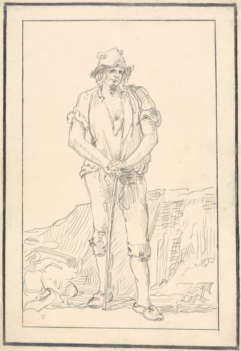 Standing Man with a Staff by Аноним — digital art print download