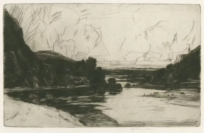 On the Ourthe by David Young Cameron, 1907 — digital art print download