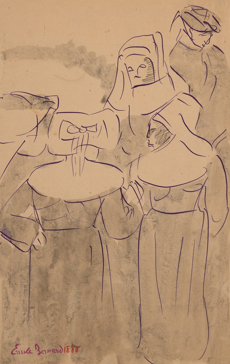 Cinq personnages bretons by Эмиль Бернар, 1888 — digital art print download