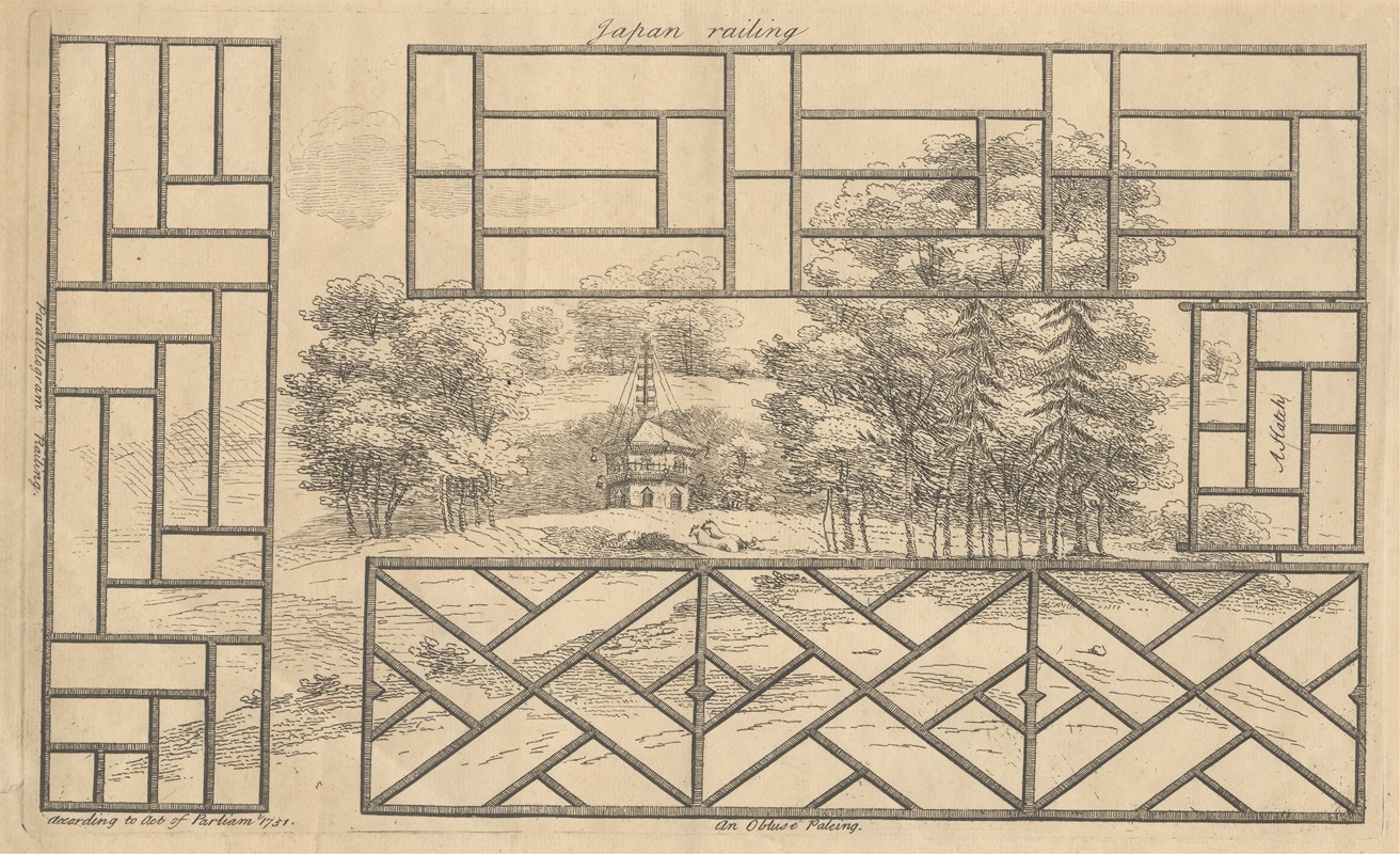Japan Railing. A Hatch. An Obtuce Paling. Parallelgram Railing.. by Джордж Бикхэм Старший, 1751 — digital art print download