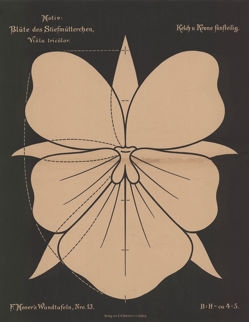 Blüte des Stiefmütterchen (Vióla tricolor) by Ferdinand Moser, 1892 — digital art print download