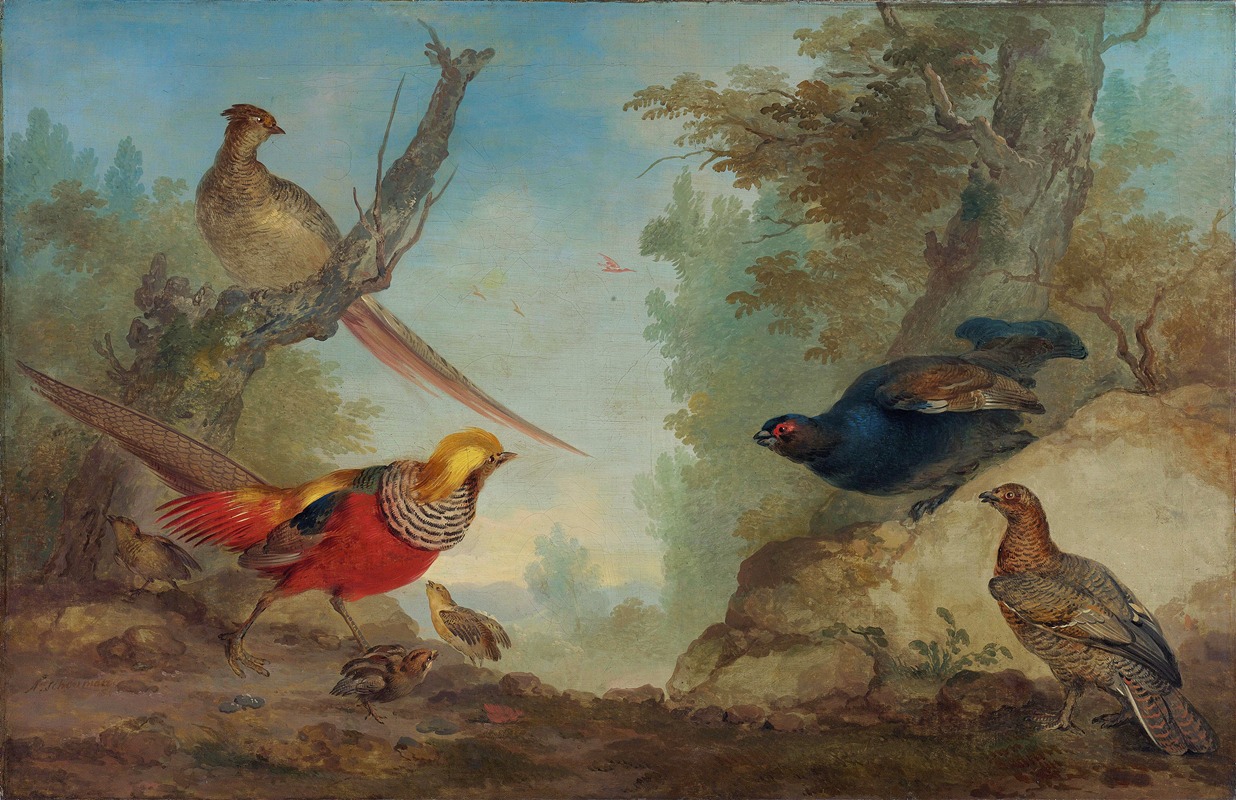 Pheasants by Аерт Шоуман, 1730 - 1760 — digital art print download