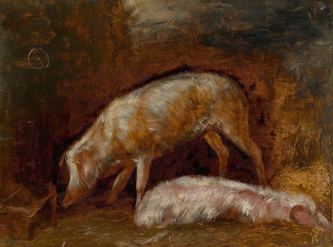 Study of Pigs by Александр-Габриэль Декамп, 1850 — digital art print download
