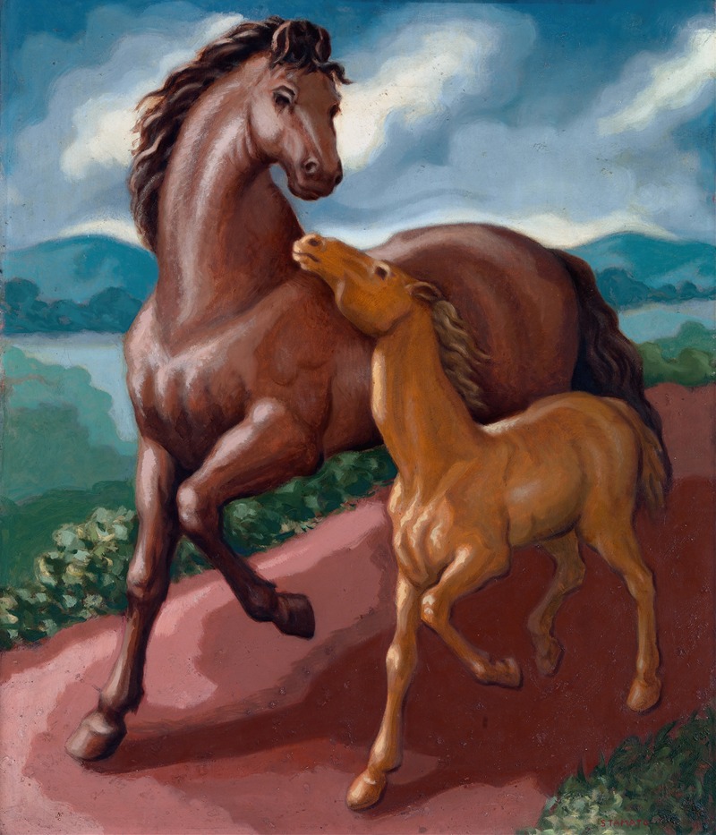 Filly and Colt by Frank Stamato, 1934 — digital art print download