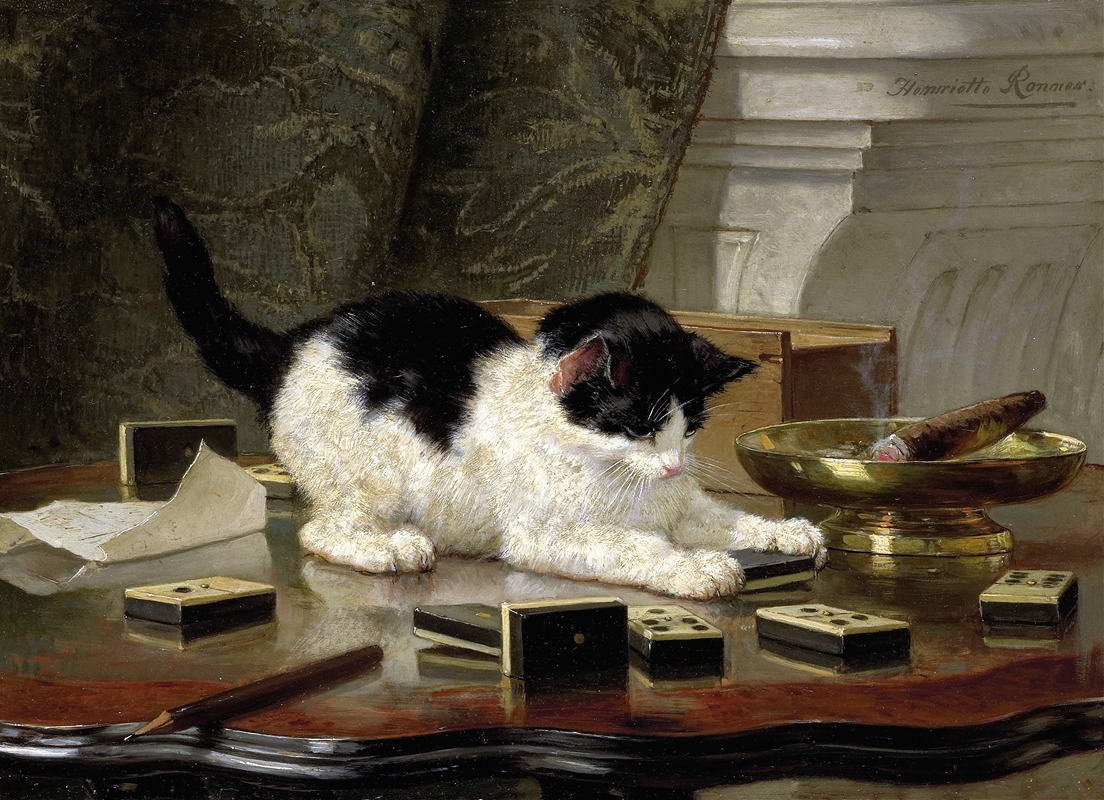 The cat at play by Henriëtte Ronner-Knip — digital art print download